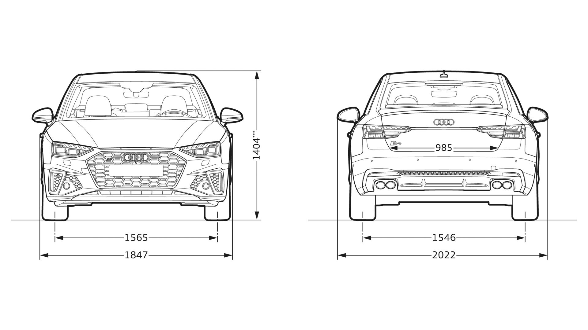 Front and rear view Audi S4 Sedan