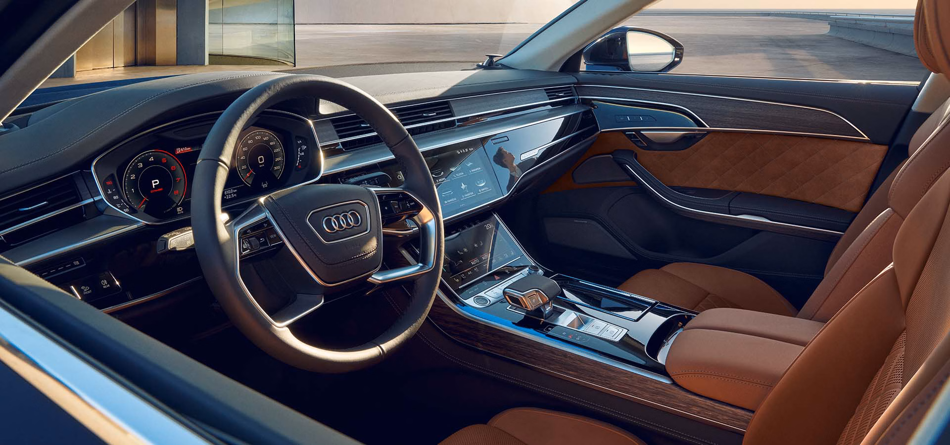 Cockpit view of the Audi A8 L