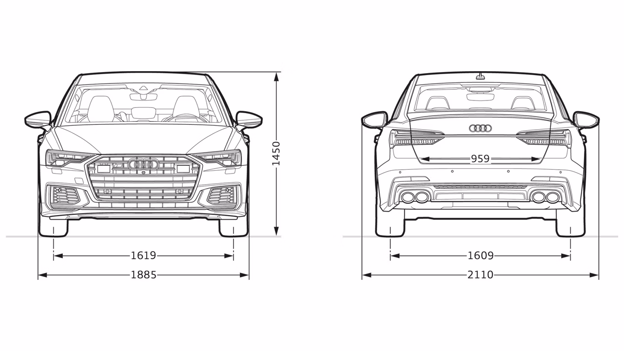 Front and rear view Audi S6 Sedan