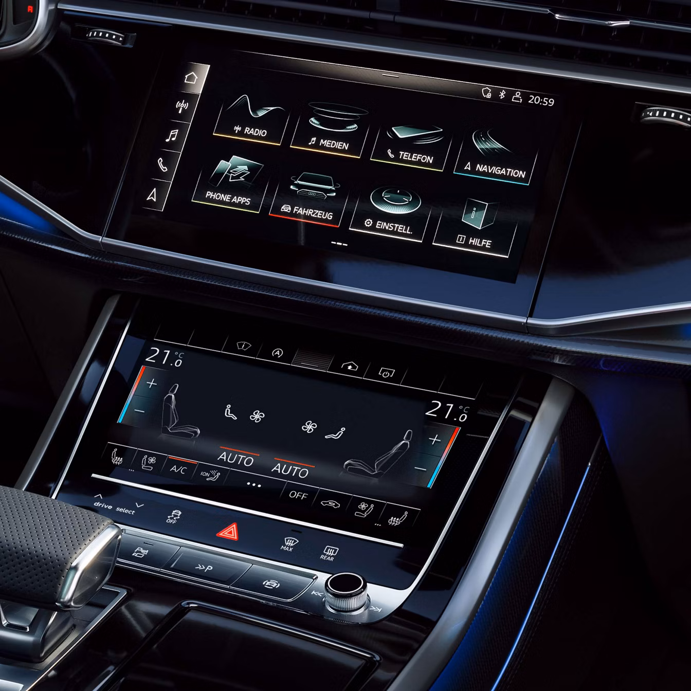 SQ7 TFSI interior with digitalisation